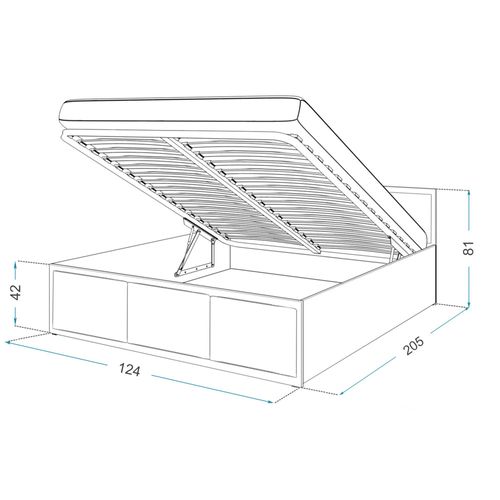 Lit Coffre Barcelona 120 X 200 Cm Avec Sommier à Lattes Relevable Chêne - Blanc