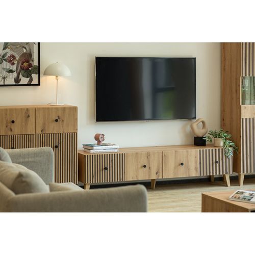 Meuble TV Berlin 180 Cm - 2 Portes Chêne