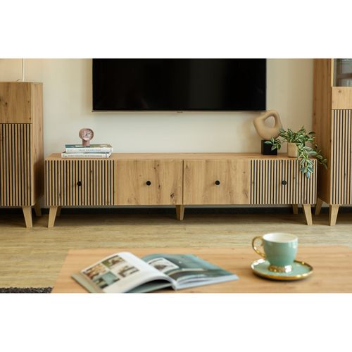 Meuble TV Berlin 180 Cm - 2 Portes Chêne