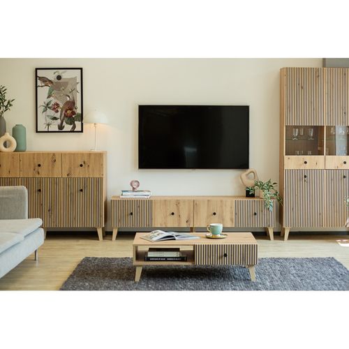Meuble TV Berlin 180 Cm - 2 Portes Chêne