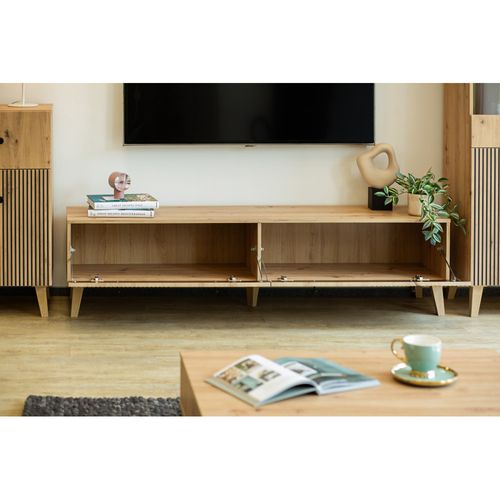 Meuble TV Berlin 180 Cm - 2 Portes Chêne