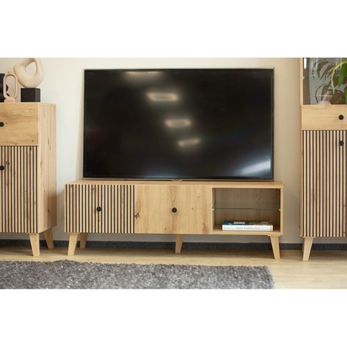 Meuble TV Berlin 135 Cm 1 Porte - 1 Niche Chêne