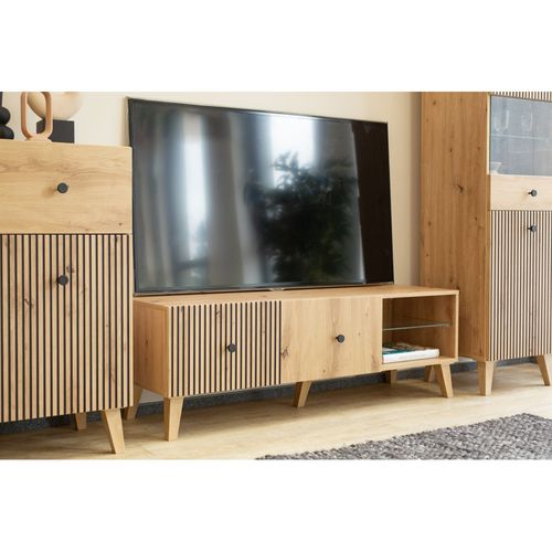 Meuble TV Berlin 135 Cm 1 Porte - 1 Niche Chêne