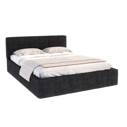 Lit Coffre Atlanta 140 X 190 Cm Avec Sommier à Lattes Relevable Noir