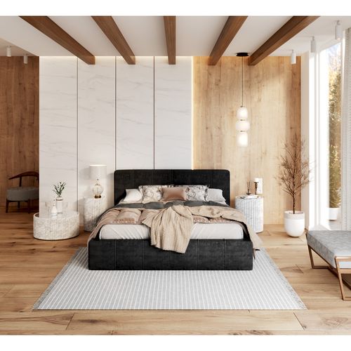 Lit Coffre Atlanta 140 X 190 Cm Avec Sommier à Lattes Relevable Noir