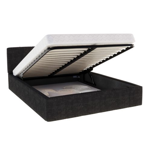 Lit Coffre Atlanta 140 X 190 Cm Avec Sommier à Lattes Relevable Noir