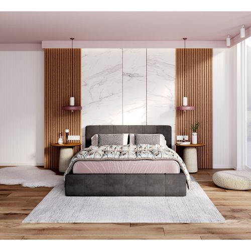 Lit Coffre Atlanta 140 X 190 Cm Avec Sommier à Lattes Relevable Gris Foncé