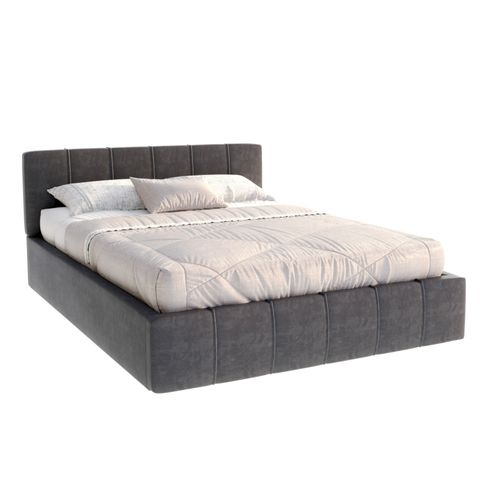 Lit Coffre Atlanta 140 X 190 Cm Avec Sommier à Lattes Relevable Gris Foncé