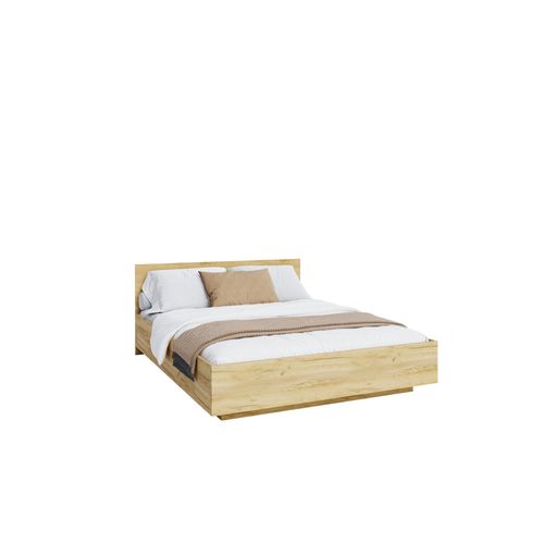 Lit Coffre Perou 160 X 200 Cm Avec Sommier à Lattes Relevable Chêne