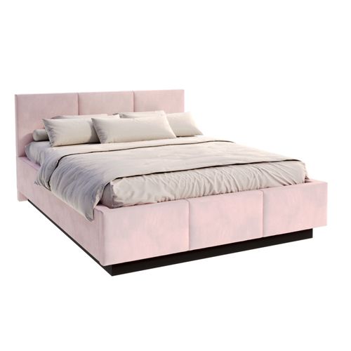 Lit Coffre Aveiro 140 X 190 Cm Avec Sommier à Lattes Relevable Rose Pâle