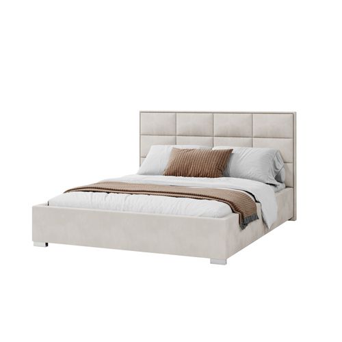 Lit Coffre Apollo 160 X 200 Cm Avec Sommier à Lattes Relevable Crème