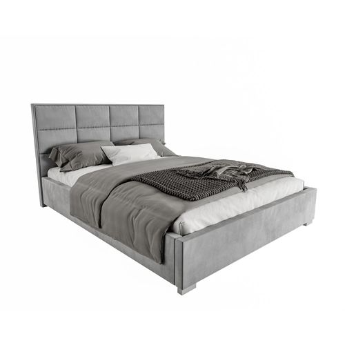 Lit Coffre Apollo 140 X 190 Cm Avec Sommier à Lattes Relevable Gris Clair