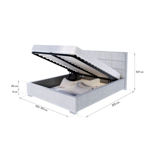 Lit Coffre Apollo 140 X 190 Cm Avec Sommier à Lattes Relevable Gris Clair