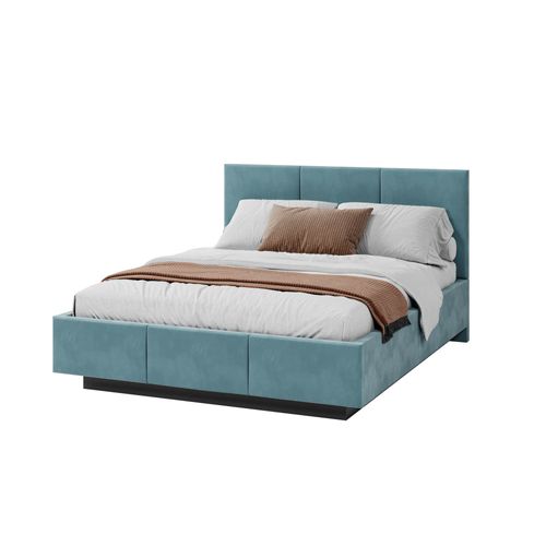 Lit Coffre Aveiro 120 X 200 Cm Avec Sommier à Lattes Relevable Azur