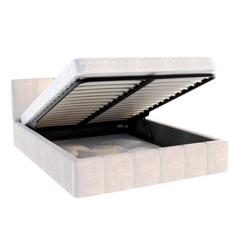 Lit Coffre Atlanta 180 X 200 Cm Avec Sommier à Lattes Relevable Beige