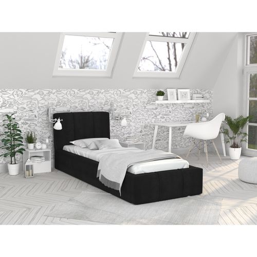 Lit Coffre Atlanta 90 X 200 Cm Avec Sommier à Lattes Relevable Noir