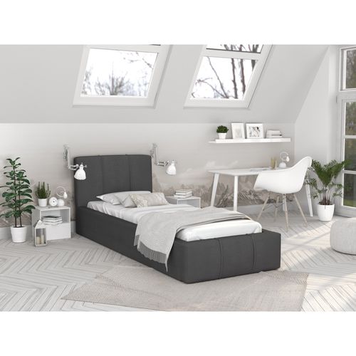 Lit Coffre Atlanta 90 X 200 Cm Avec Sommier à Lattes Relevable Gris Foncé