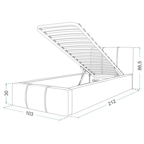 Lit Coffre Atlanta 90 X 200 Cm Avec Sommier à Lattes Relevable Gris Foncé