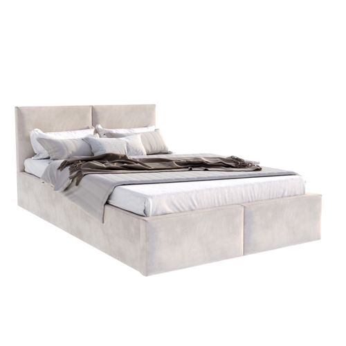 Lit Coffre Tulum 120 X 200 Cm Avec Sommier à Lattes Relevable Beige