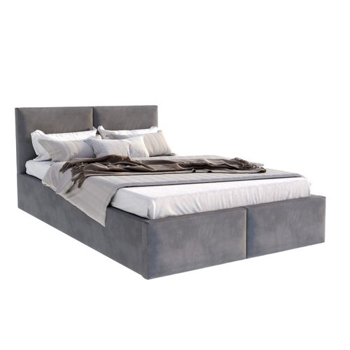 Lit Coffre Tulum 120 X 200 Cm Avec Sommier à Lattes Relevable Gris Foncé