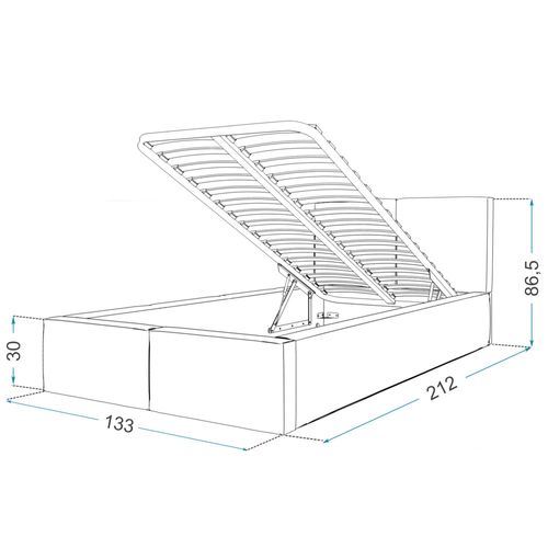 Lit Coffre Tulum 120 X 200 Cm Avec Sommier à Lattes Relevable Gris Foncé