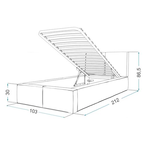 Lit Coffre Tulum 90 X 200 Cm Avec Sommier à Lattes Relevable Gris Foncé