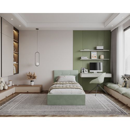 Lit Coffre Vegas 90 X 200 Cm  Avec Sommier à Lattes Relevable Mint