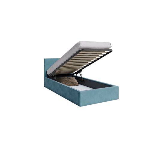 Lit Coffre Vegas 90 X 200 Cm Avec Sommier à Lattes Relevable Azur