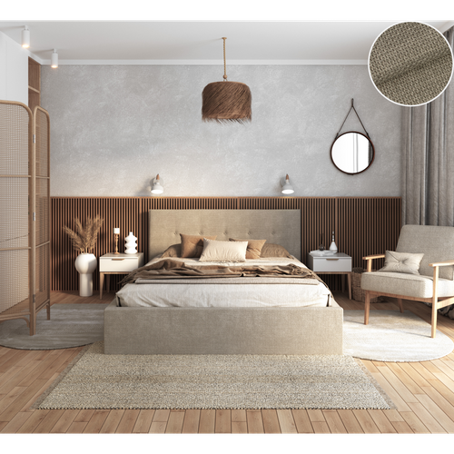 Lit Coffre Tolsa 160 X 200 Cm Avec Sommier à Lattes Relevable Beige Foncé