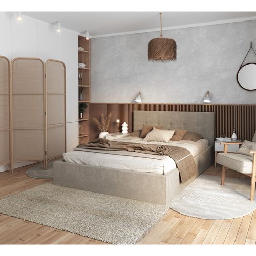 Lit Coffre Tolsa 160 X 200 Cm Avec Sommier à Lattes Relevable Beige Foncé