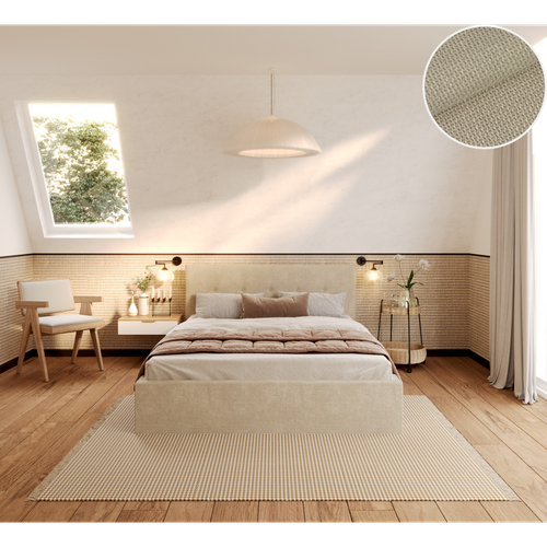 Lit Coffre Tolsa 140 X 200 Cm Avec Sommier à Lattes Relevable Crème