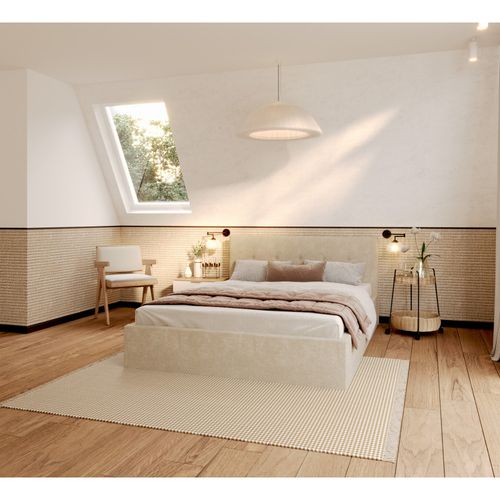 Lit Coffre Tolsa 140 X 200 Cm Avec Sommier à Lattes Relevable Crème