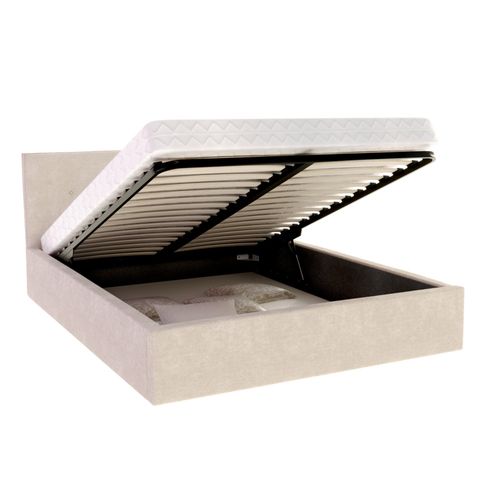 Lit Coffre Tolsa 140 X 200 Cm Avec Sommier à Lattes Relevable Crème