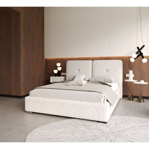 Lit Coffre Rivello 160 X 200 Cm Avec Sommier à Lattes Relevable Blanc