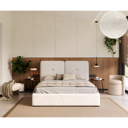 Lit Coffre Rivello 160 X 200 Cm Avec Sommier à Lattes Relevable Blanc