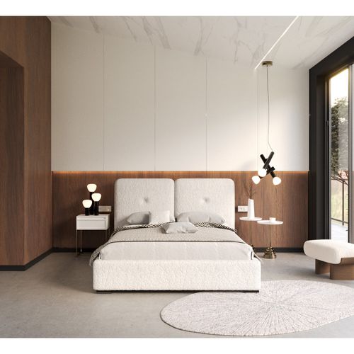 Lit Coffre Rivello 160 X 200 Cm Avec Sommier à Lattes Relevable Blanc