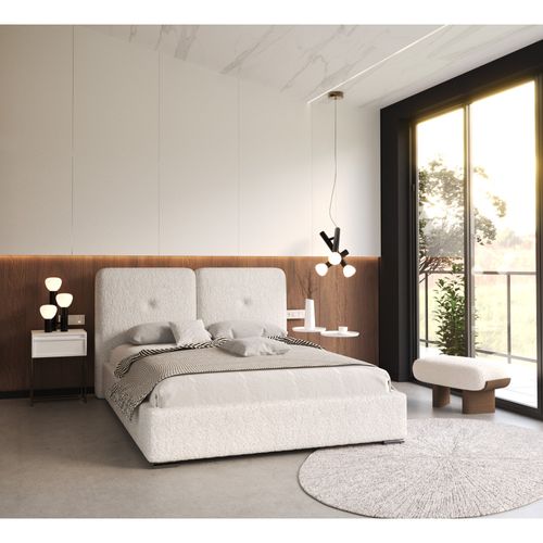 Lit Coffre Rivello 160 X 200 Cm Avec Sommier à Lattes Relevable Blanc