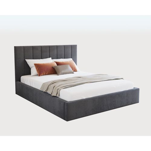 Lit Coffre Lorado 160 X 200 Cm Avec Sommier à Lattes Relevable Gris Foncé