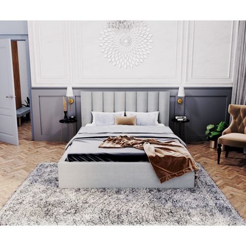 Lit Coffre Lorado 160 X 200 Cm Avec Sommier à Lattes Relevable Gris Clair
