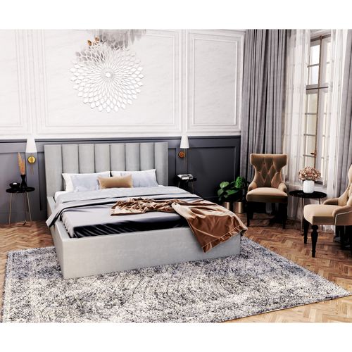 Lit Coffre Lorado 160 X 200 Cm Avec Sommier à Lattes Relevable Gris Clair
