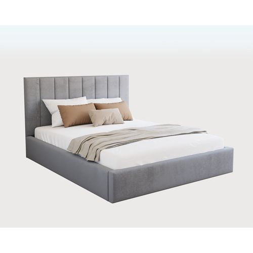 Lit Coffre Lorado 160 X 200 Cm Avec Sommier à Lattes Relevable Gris Clair