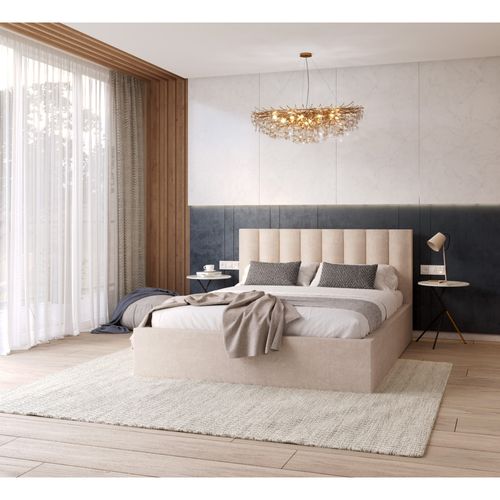 Lit Coffre Lorado 140 X 200 Cm Avec Sommier à Lattes Relevable Crème