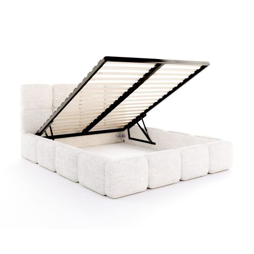 Lit Coffre Delicato 180 X 200 Cm Avec Sommier à Lattes Relevable Blanc