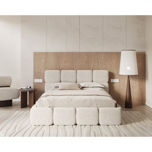Lit Coffre Delicato 180 X 200 Cm Avec Sommier à Lattes Relevable Blanc