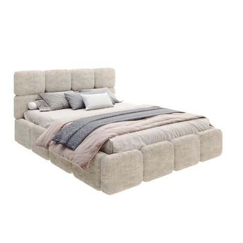 Lit Coffre Delicato 180 X 200 Cm Avec Sommier à Lattes Relevable Beige