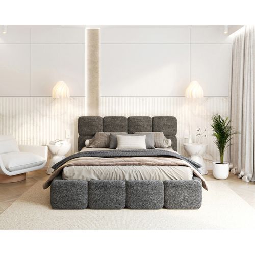 Lit Coffre Delicato 180 X 200 Cm Avec Sommier à Lattes Relevable Noir