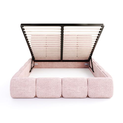 Lit Coffre Delicato 180 X 200 Cm Avec Sommier à Lattes Relevable Rose Pâle