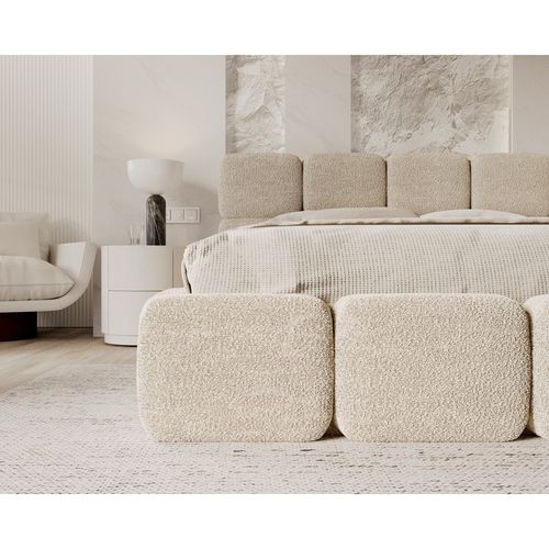 Lit Coffre Delicato 180 X 200 Cm Avec Sommier à Lattes Relevable Crème