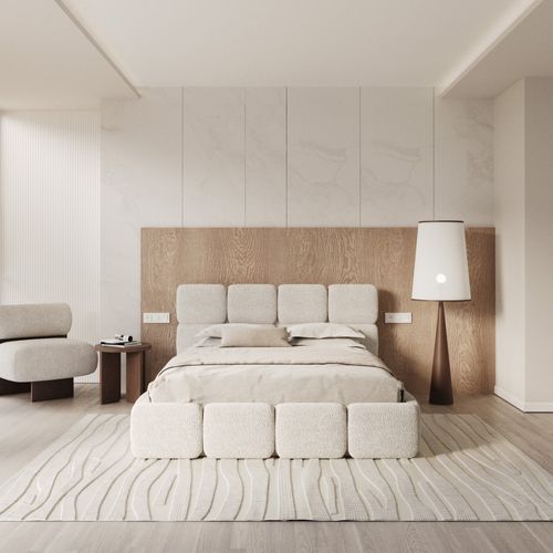 Lit Coffre Delicato 180 X 200 Cm Avec Sommier à Lattes Relevable Crème