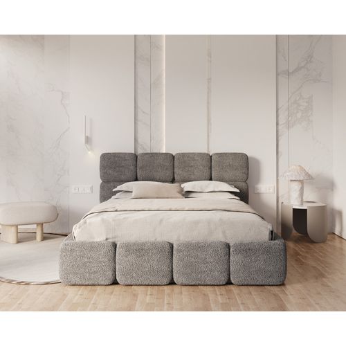 Lit Coffre Delicato 180 X 200 Cm Avec Sommier à Lattes Relevable Gris Foncé